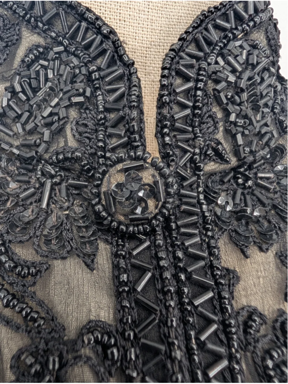 Vintage Adrianna Papell Evening Black Beaded Silk Jacket 90s Size L Y2K Formal - Picture 14 of 16